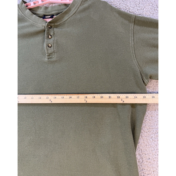 Mens Dockers Green Henley Shirt XL Long Sleeve Cotton Casual Top - Picture 8 of 16